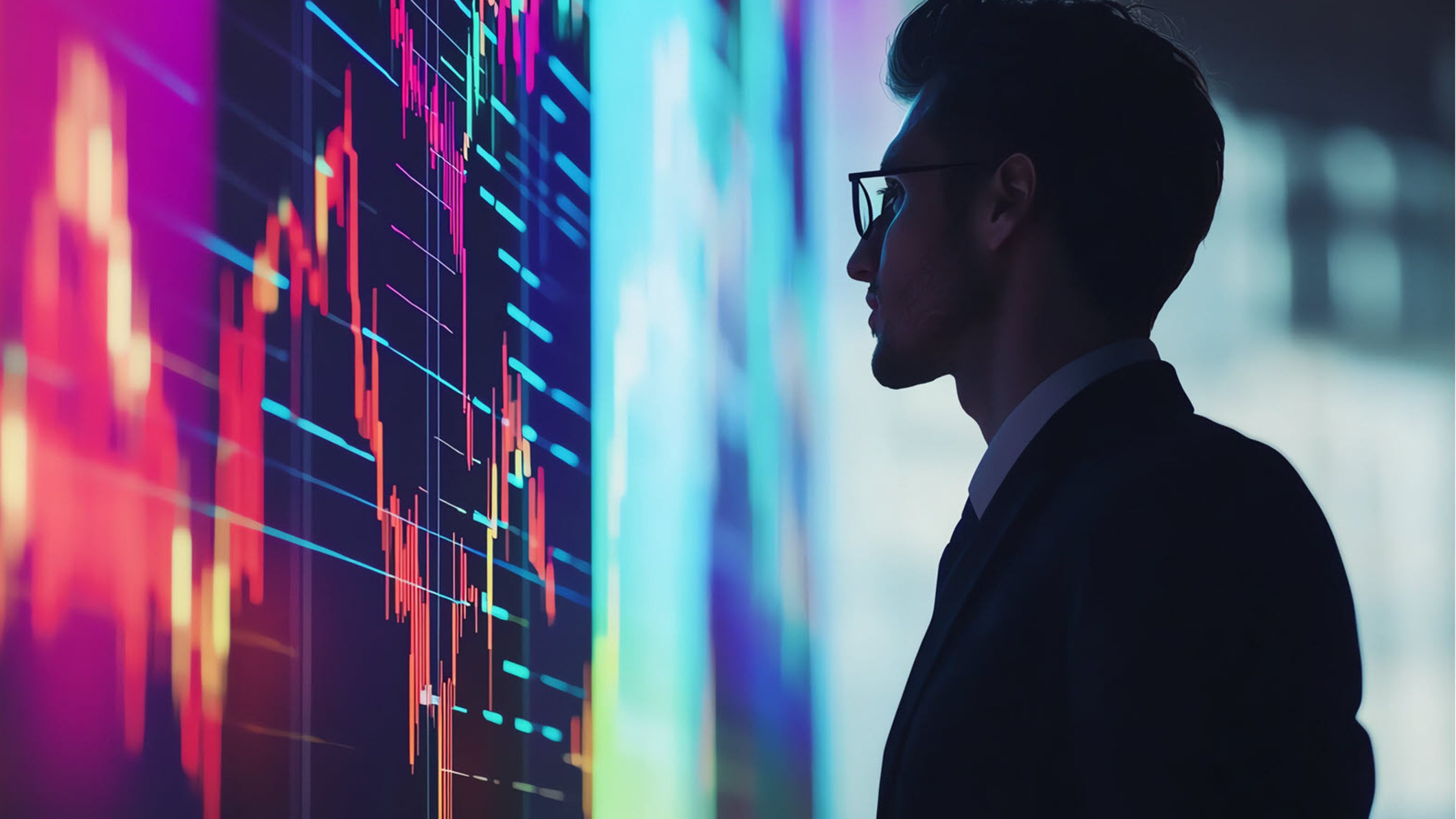 A man looking at a graphic on the subject of government bonds.